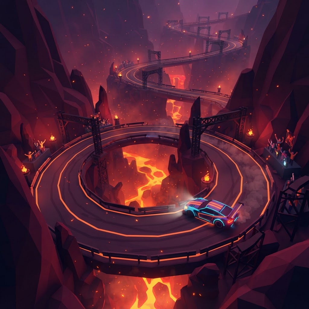 Tartarus Descent — night racing track in Neon Drift