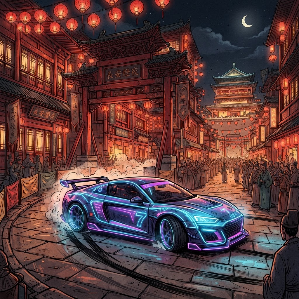 Chang'an Lantern Night — night racing track in Neon Drift