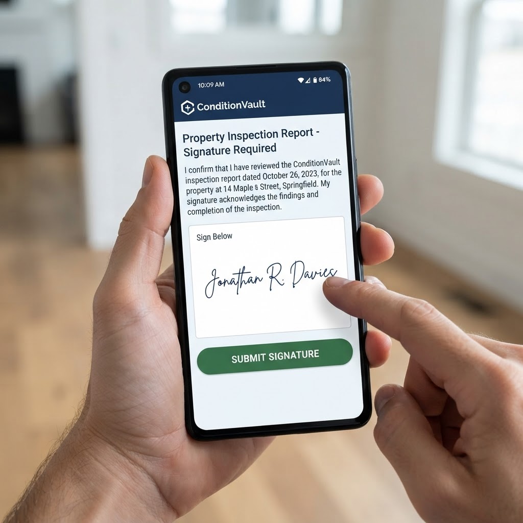 ConditionSign digital signature pad for property inspection reports