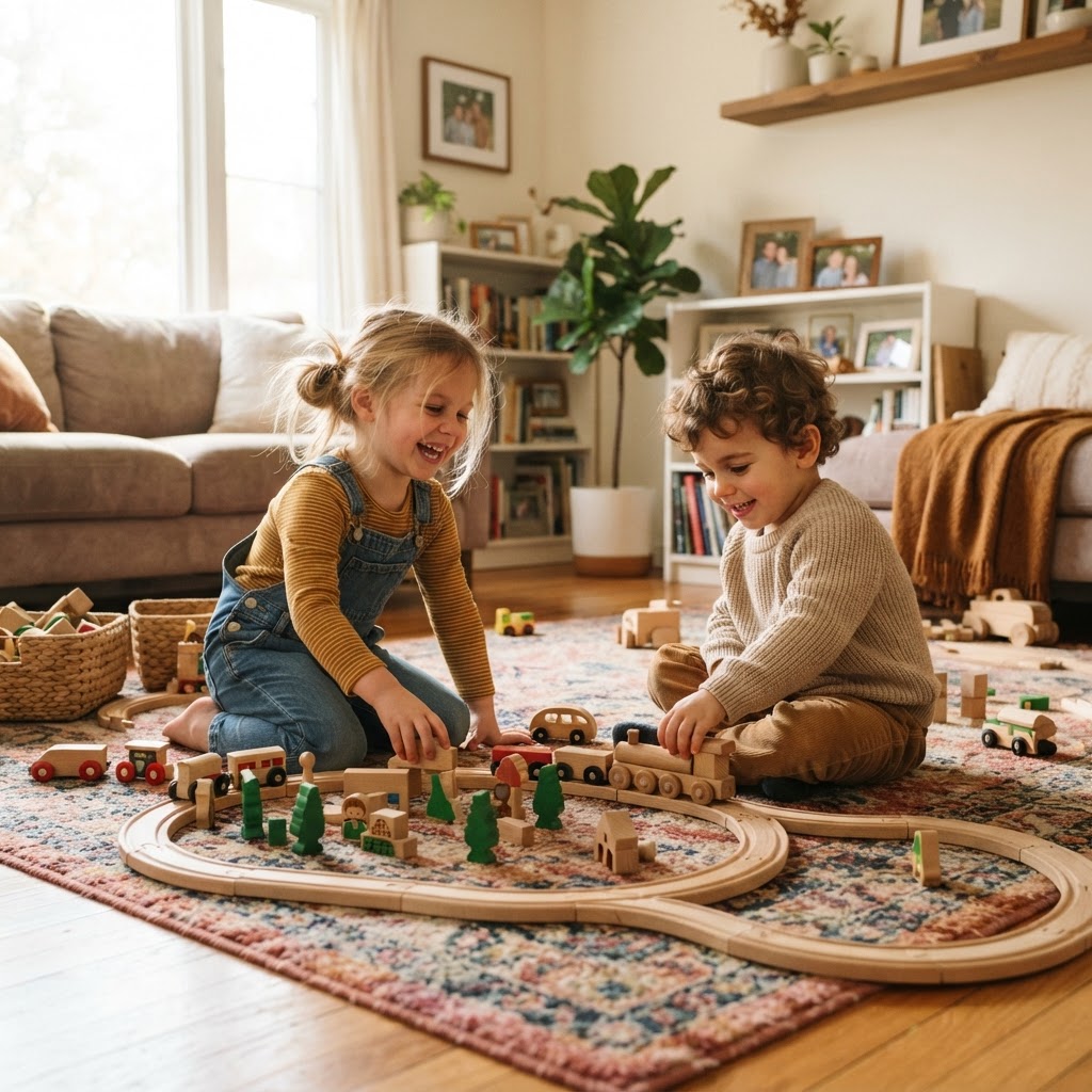 Children playing together at home