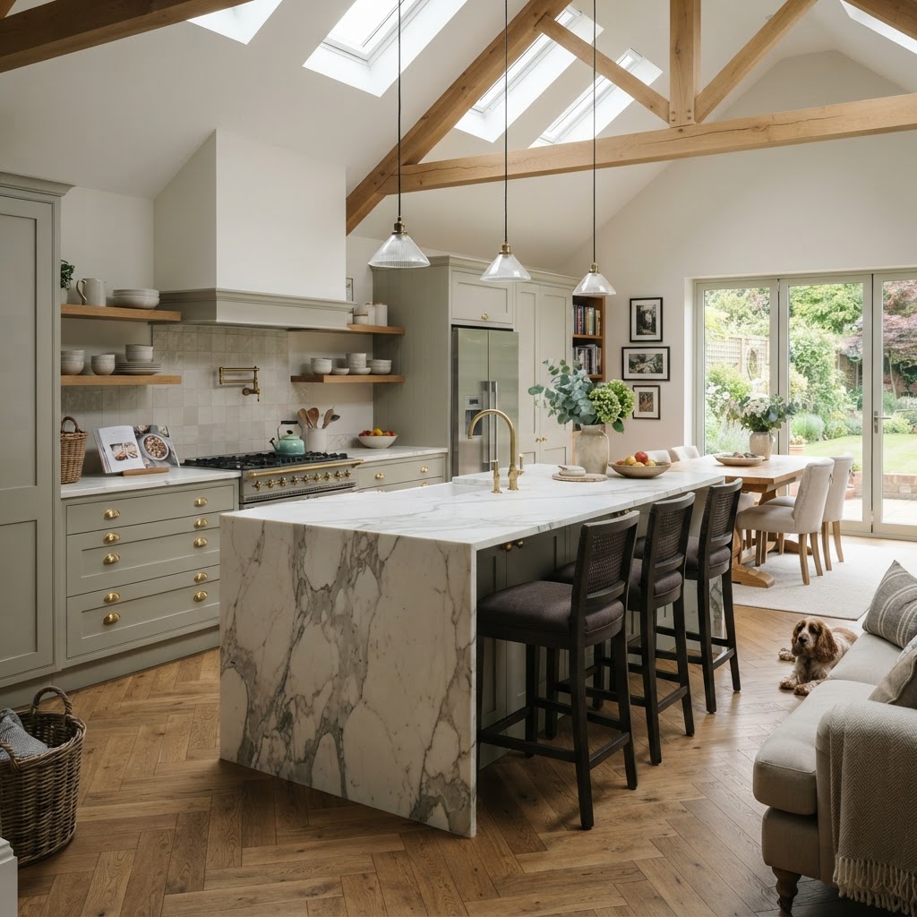 A beautifully renovated modern kitchen with natural daylight