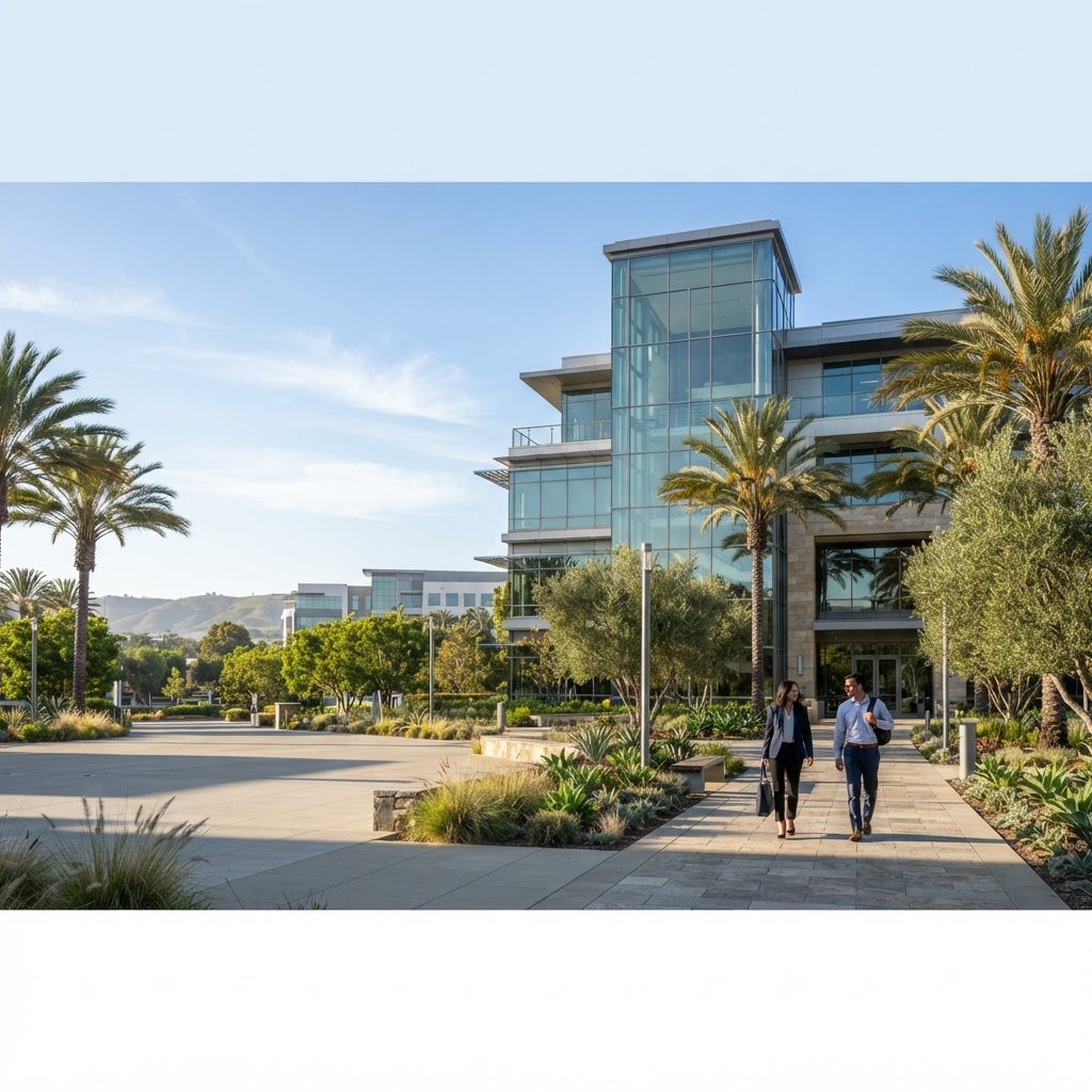Modern Orange County business environment with professional technology naturally present