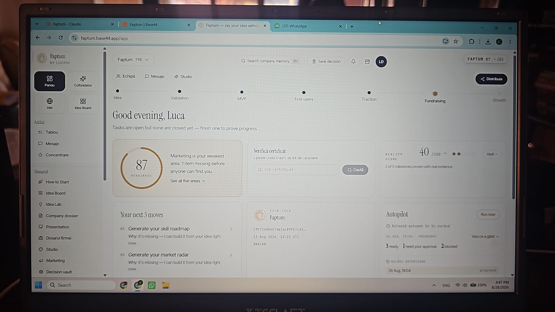 Faptum interface preview