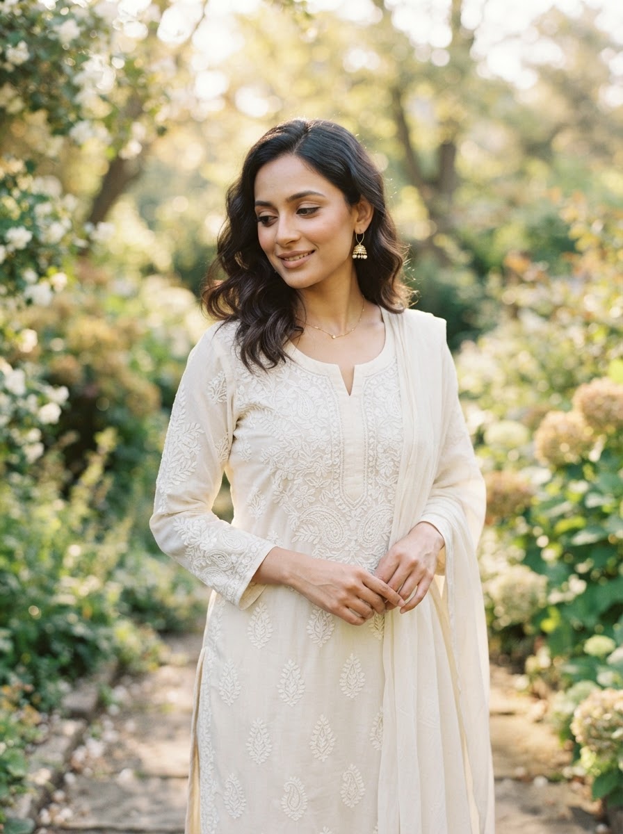White Chikankari Embroidered Kurta
