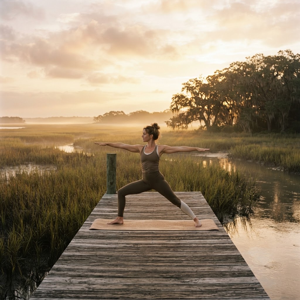 Body in mid-yoga movement with dramatic Rembrandt lighting