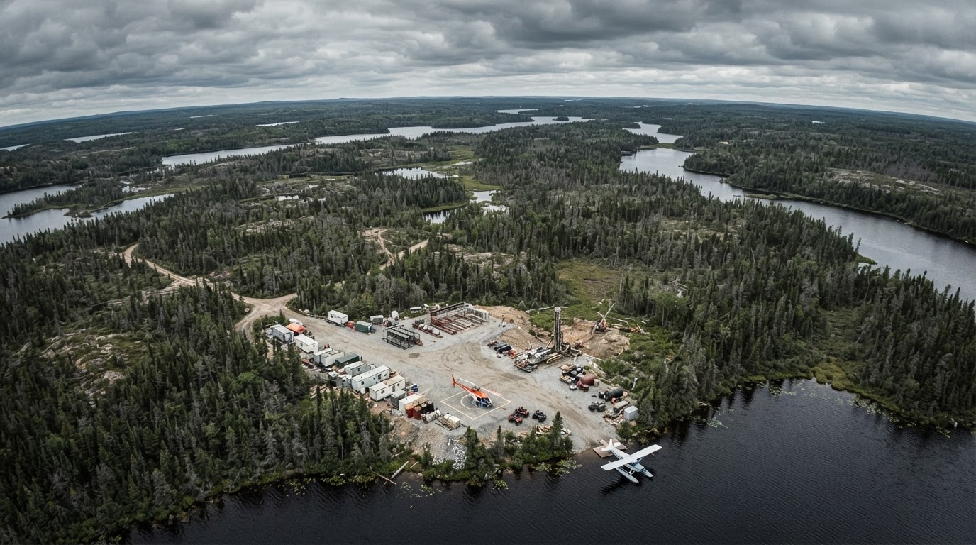 Aerial view of Champion Bear's exploration territory in Ontario's Canadian Shield