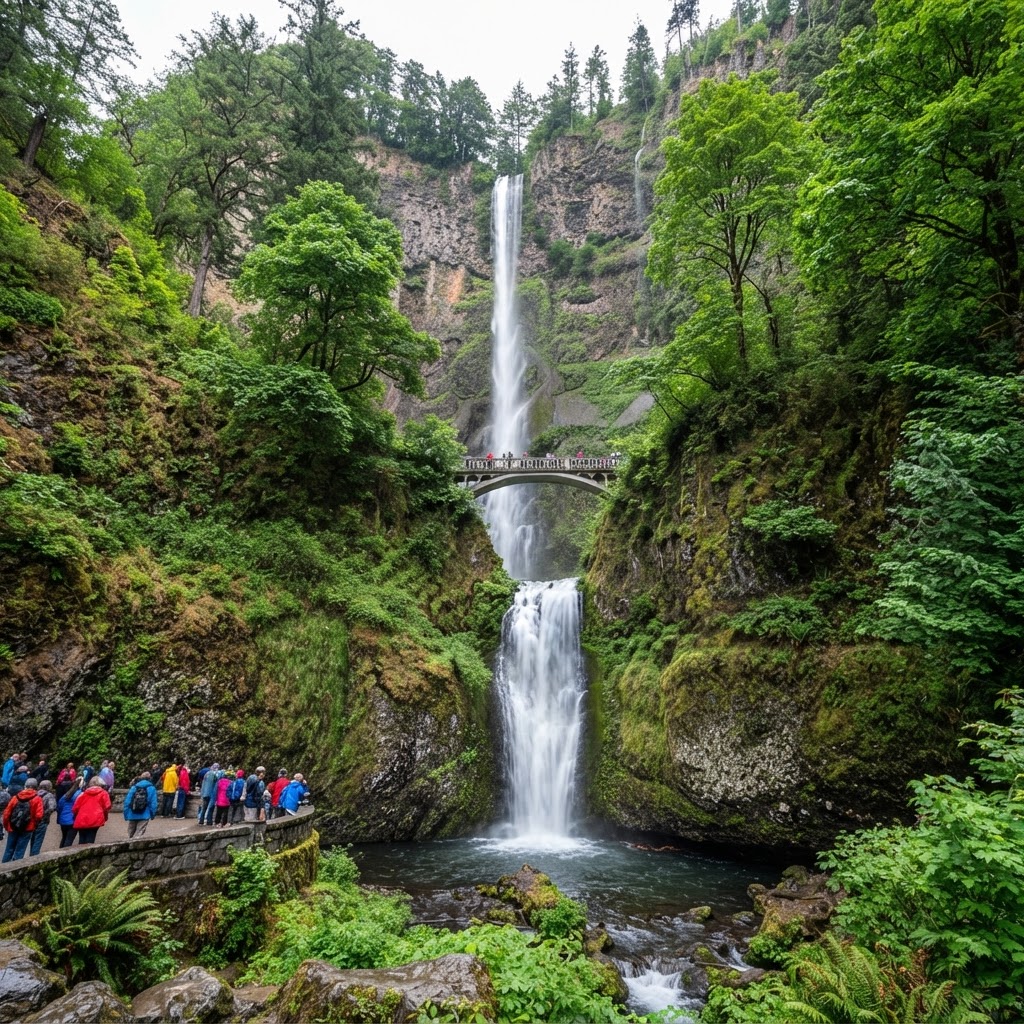 Multnomah Falls in the Columbia River Gorge on a private tour from Portland