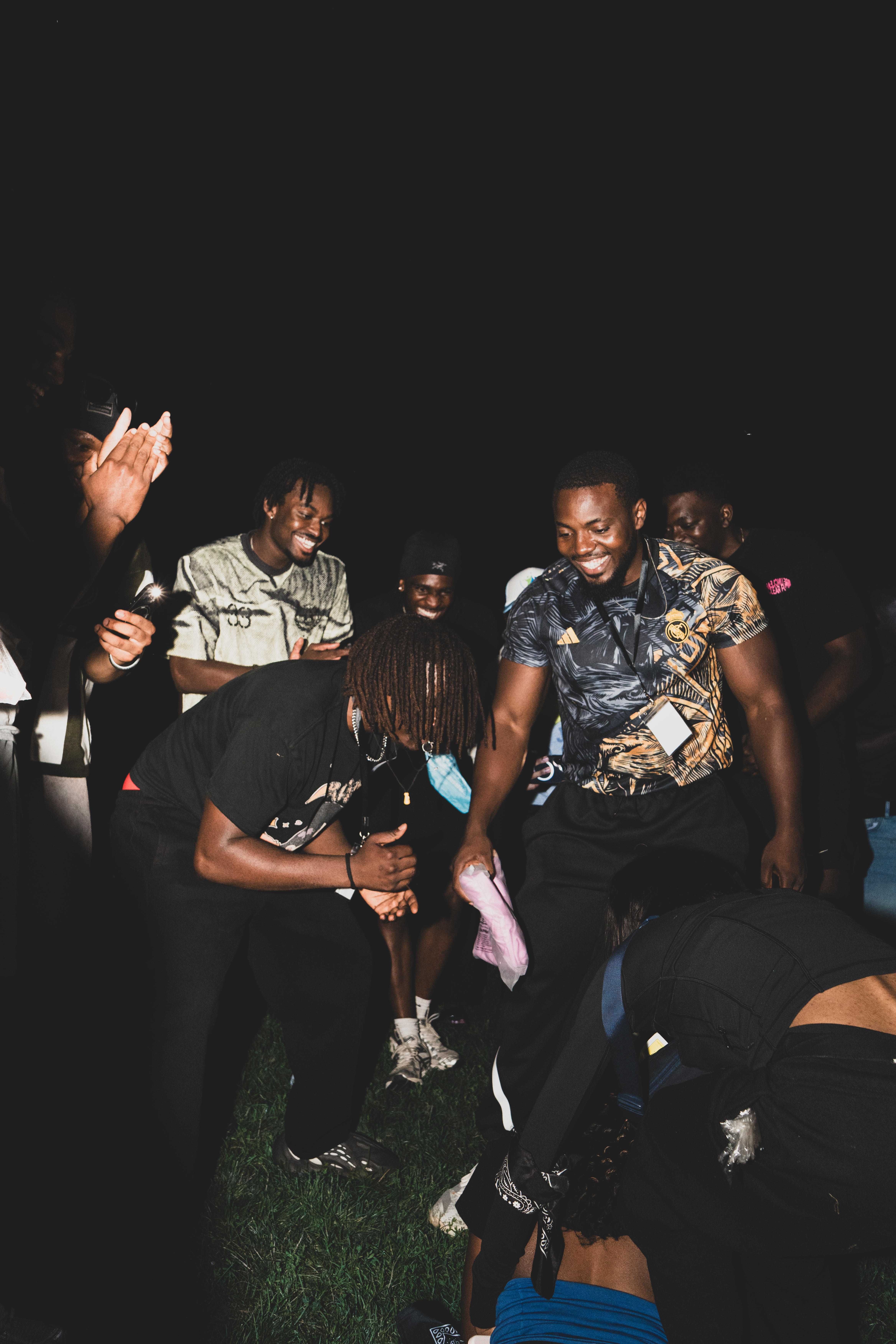 Group dancing at night