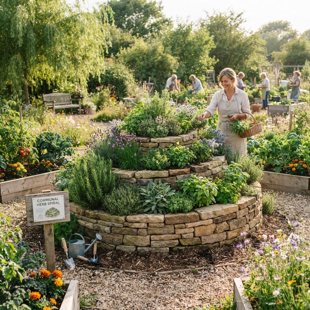 Best Practices for Communal Herb Spiral Design and Placement