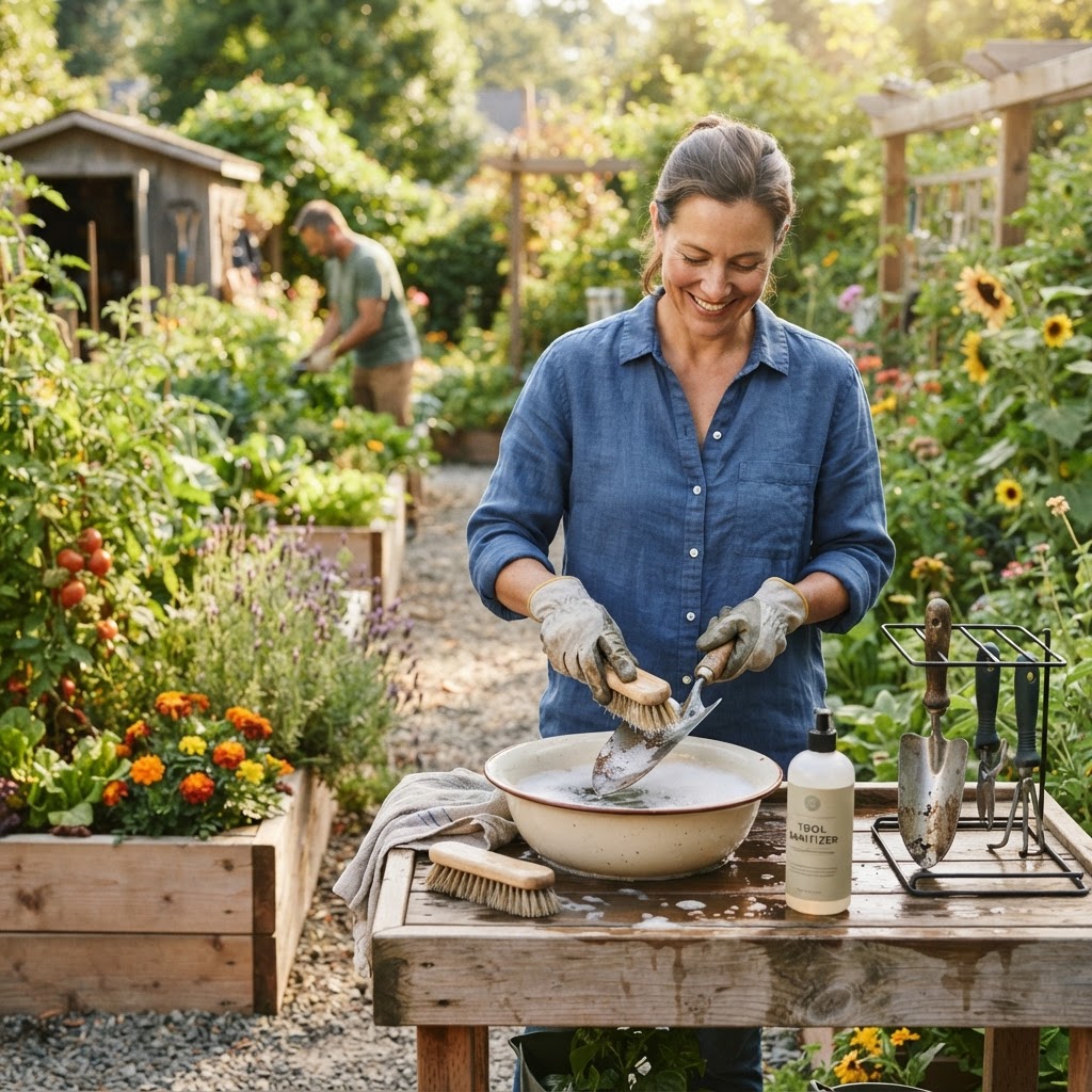 Proper Sanitation of Shared Tools to Prevent Disease Spread in Community Gardens