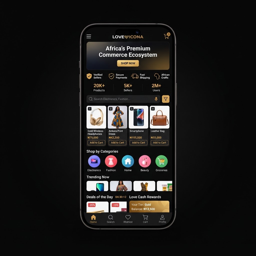 Shop Afrikana Marketplace Homepage - Mobile View