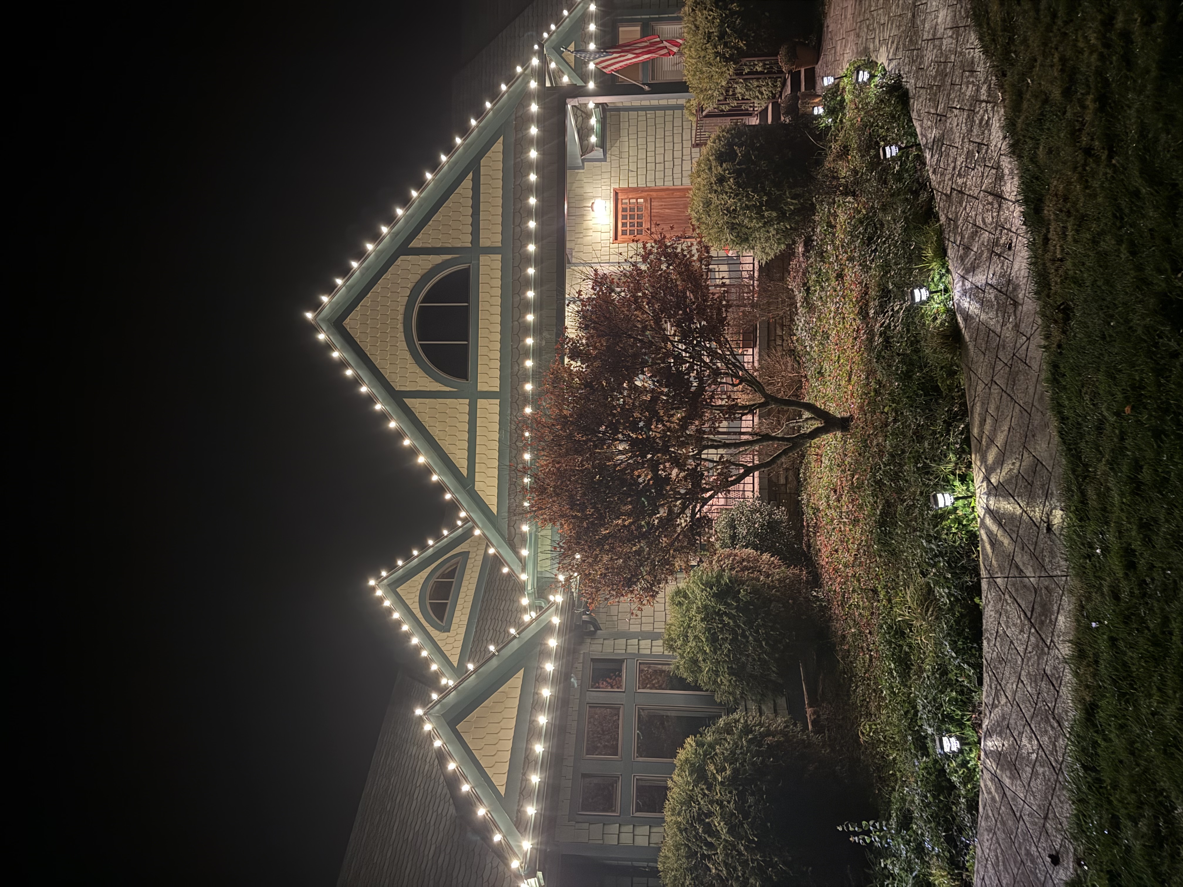 Home with holiday lighting