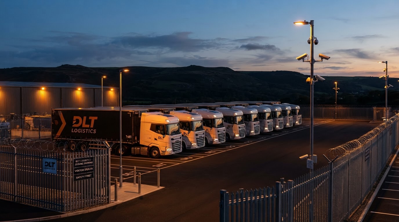 HGV lorries parked securely at night in North Devon