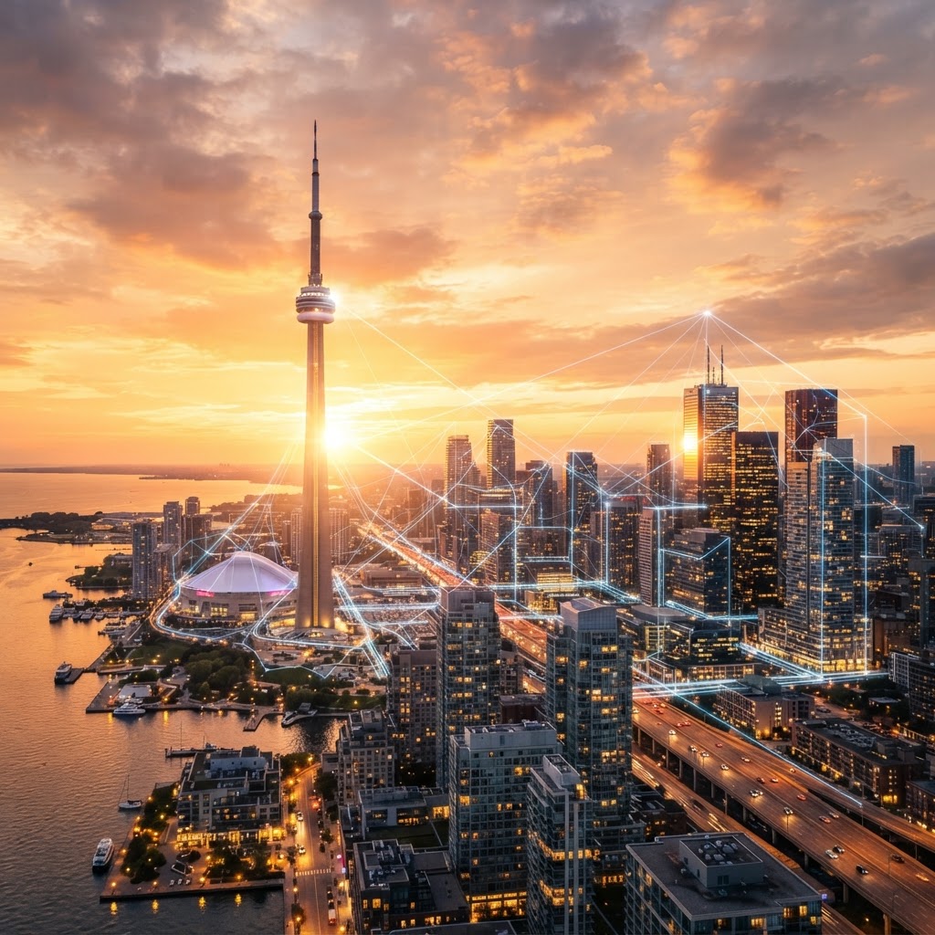 Toronto skyline at sunset