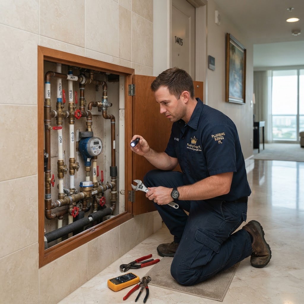 Plumbing Kings FL | www.plumbingkingsfl.com - Aventura Condo Plumbing Problems: Who Is Responsible, You or the HOA? Plumbing Kings FL (www.plumbingkingsfl.com) licensed plumbers in branded uniforms - Aventura Condo Plumbing Problems: Who Is Responsible, You or the HOA?