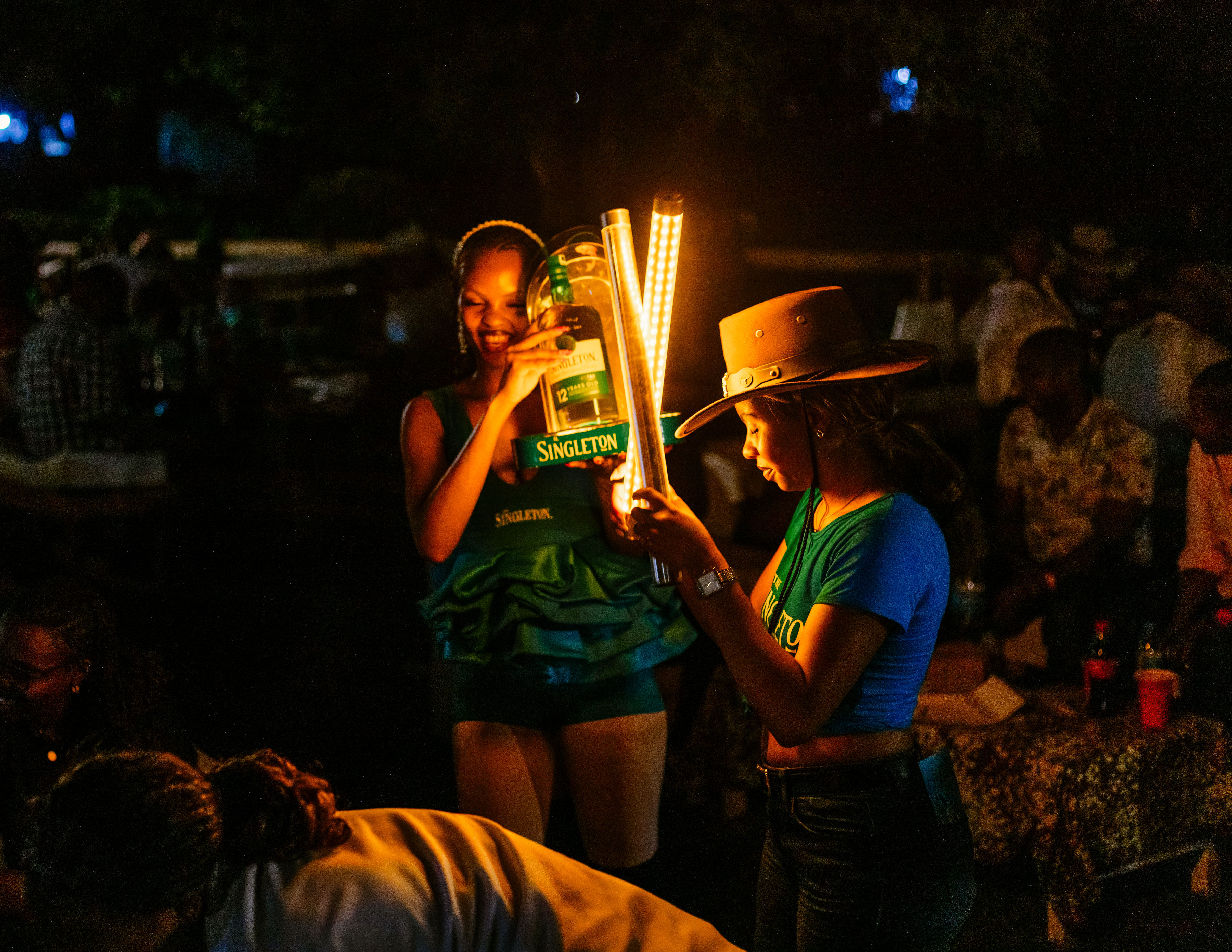 The Singleton bottle presentation at night at Kili Country Festival