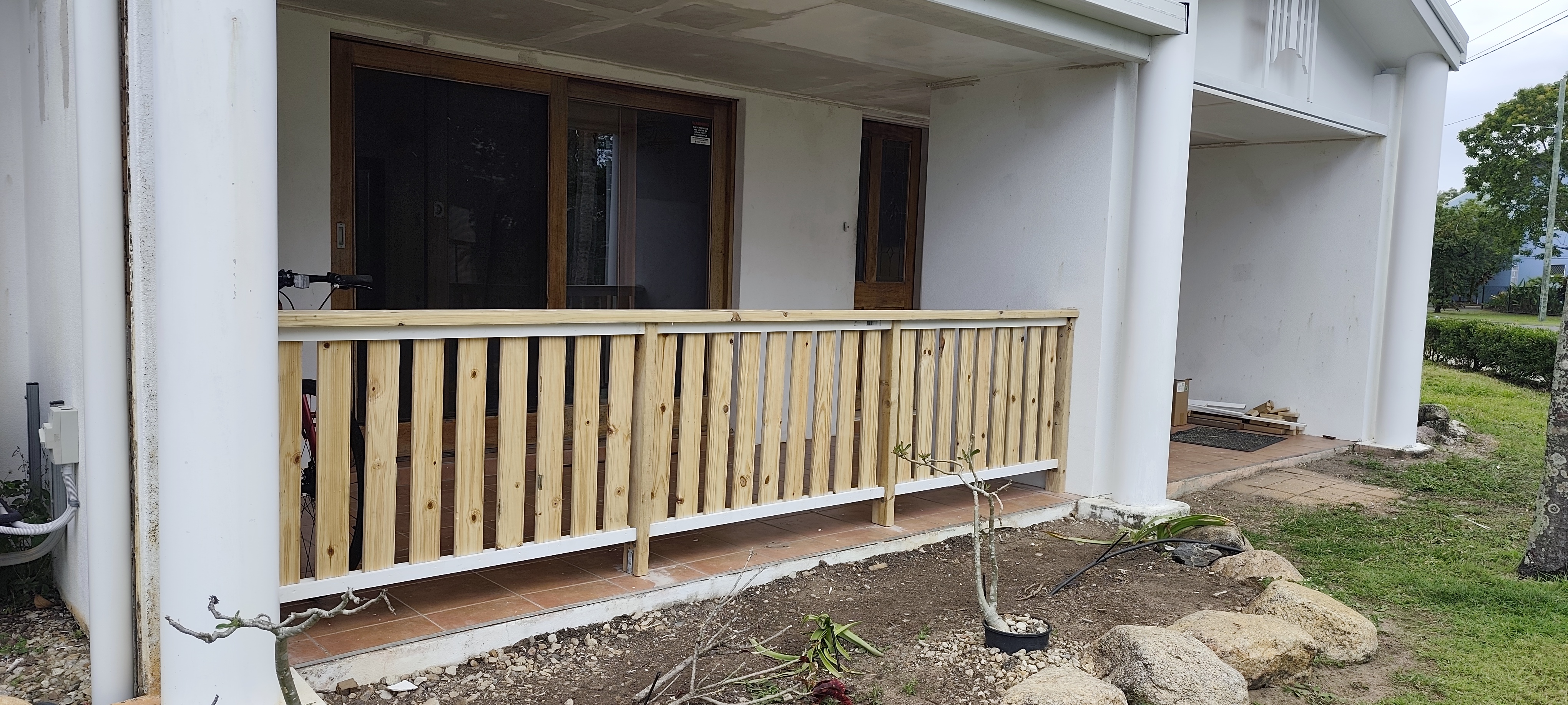 Timber picket fence