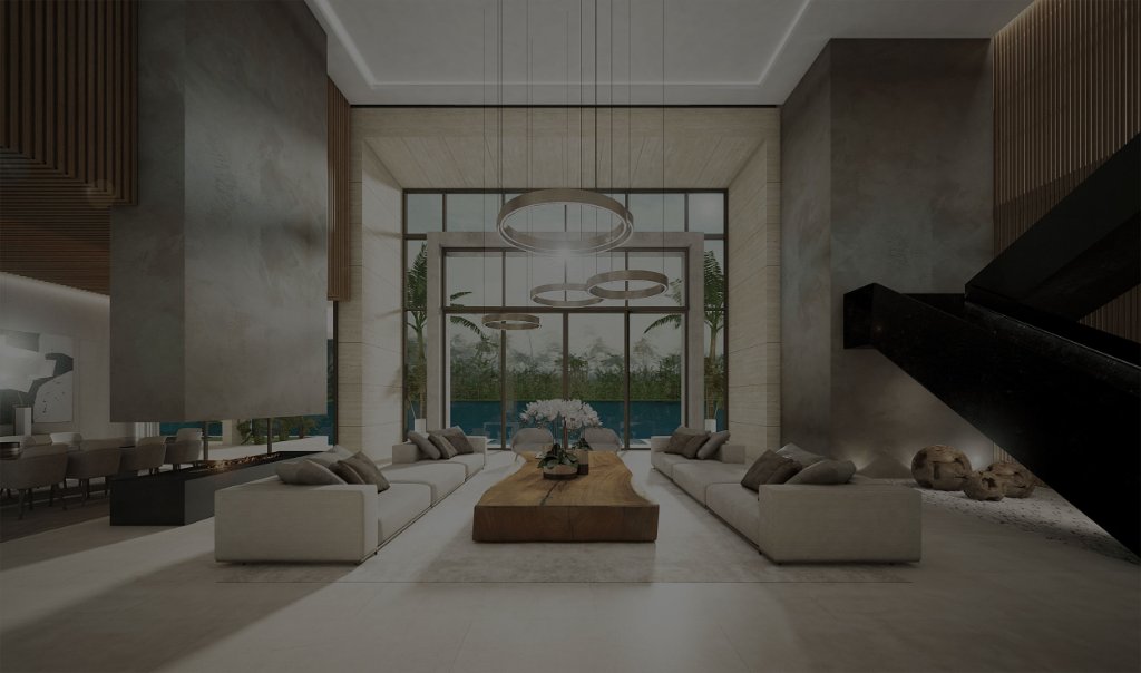 Luxury interior with dramatic lighting