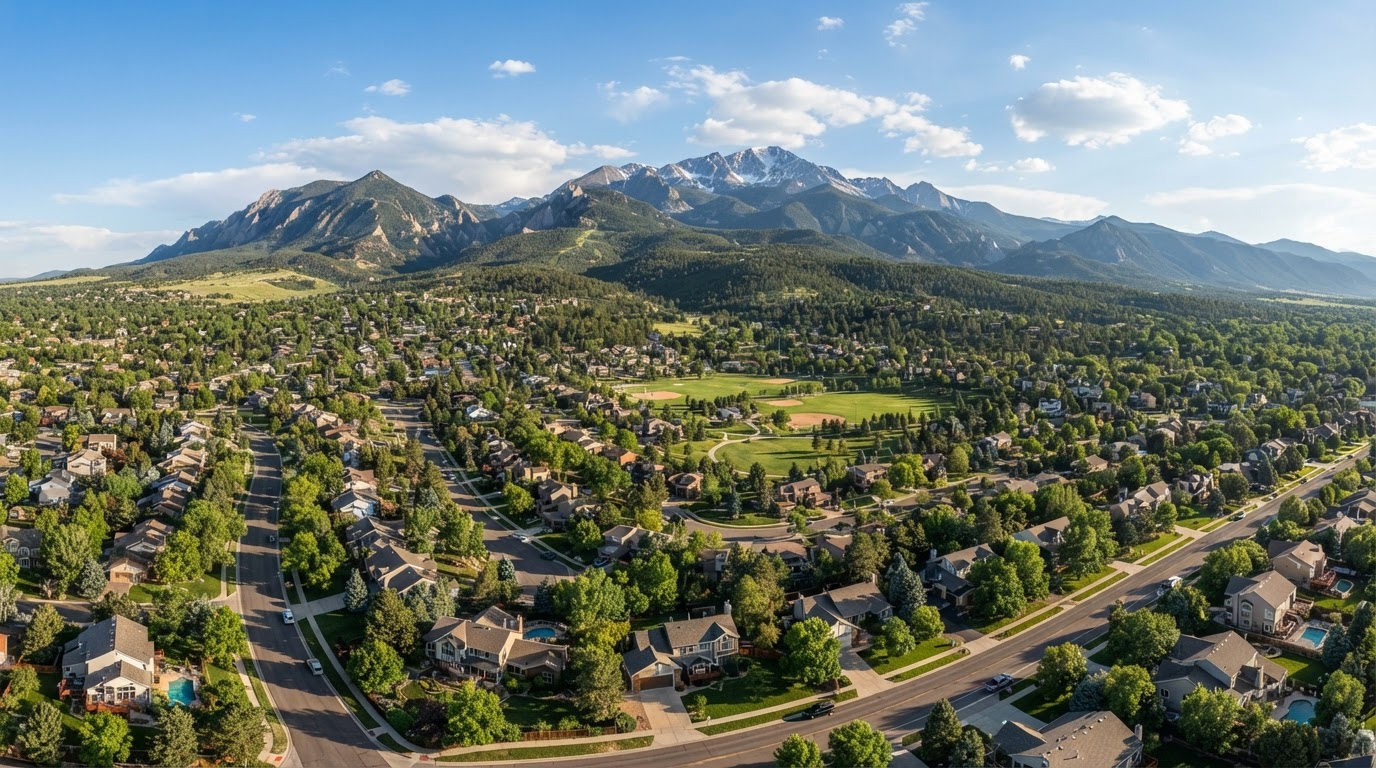 Colorado neighborhood aerial view