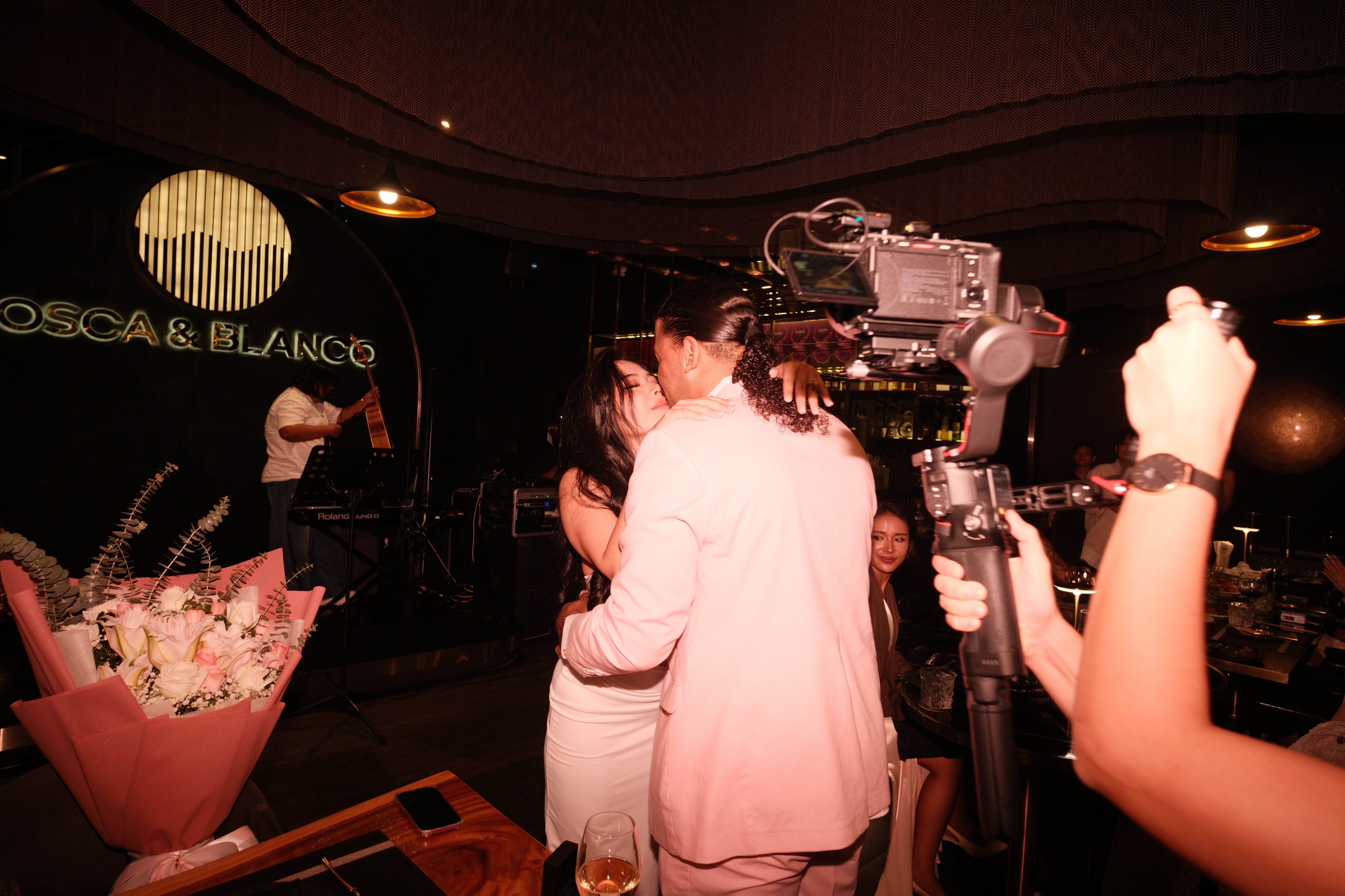 The proposal moment captured on camera at Osca & Blanco, Bangkok