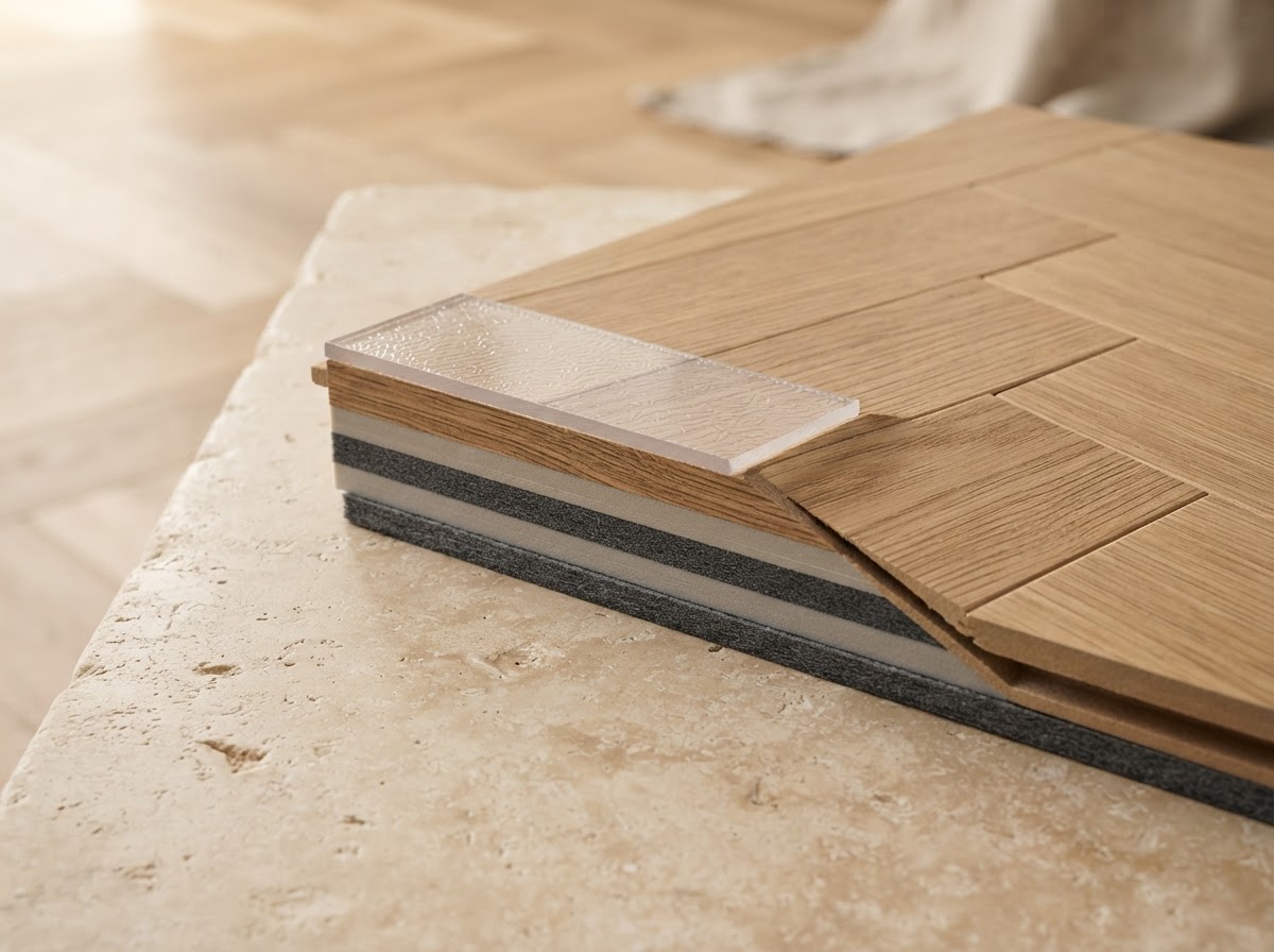 LVT herringbone flooring installation in a Dubai apartment — Floor Woods