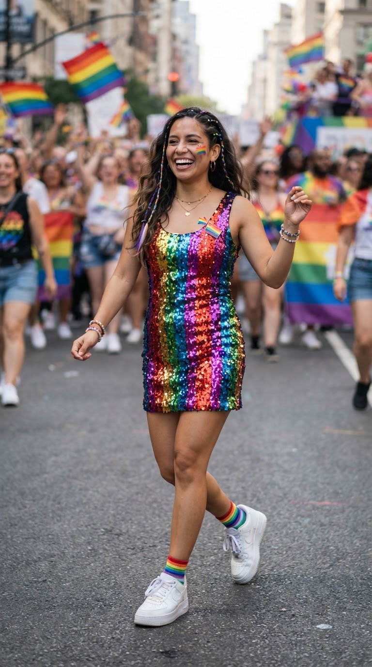 Rainbow Sequin Mini Dress