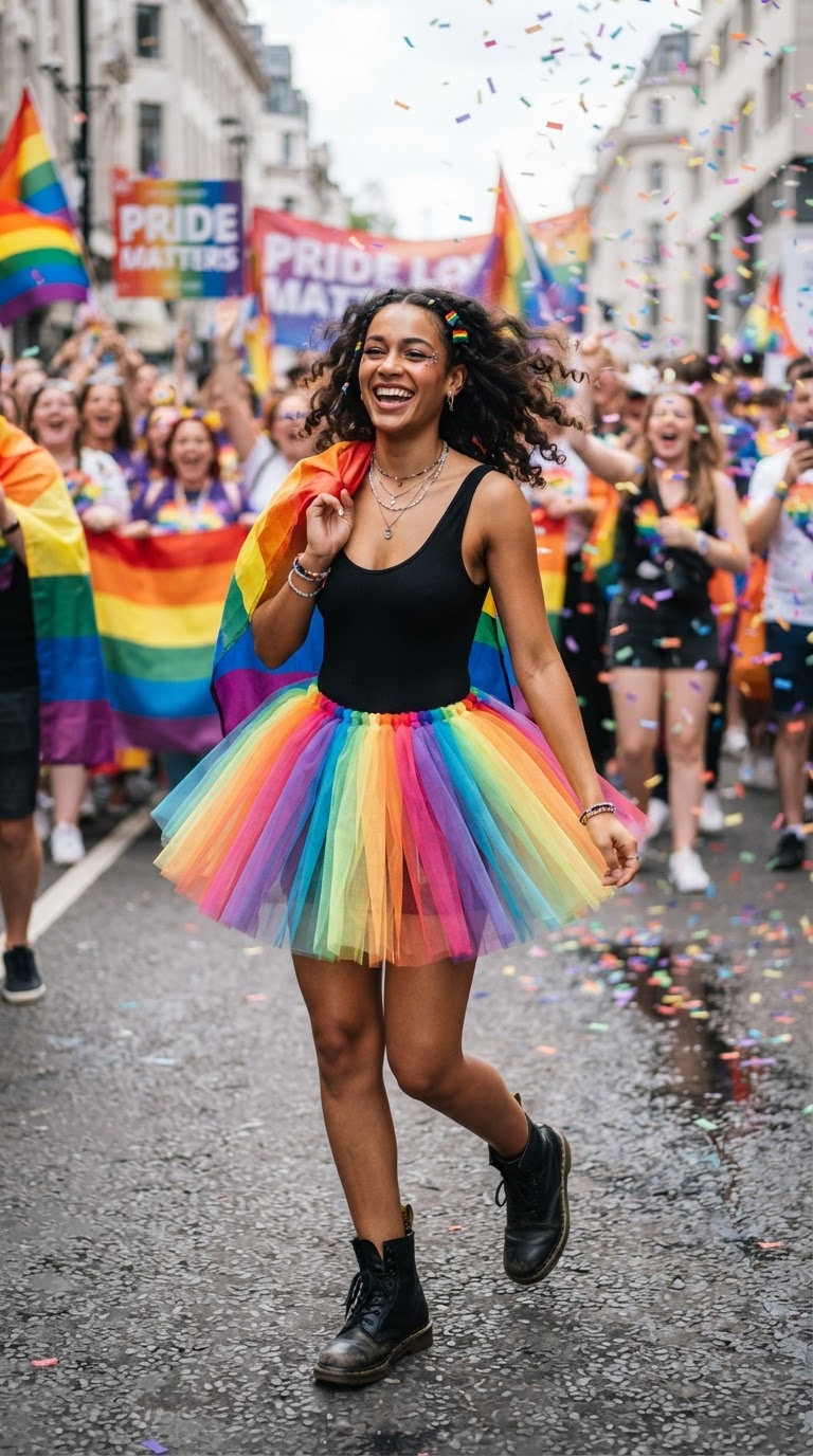 Rainbow Tutu & Black Bodysuit