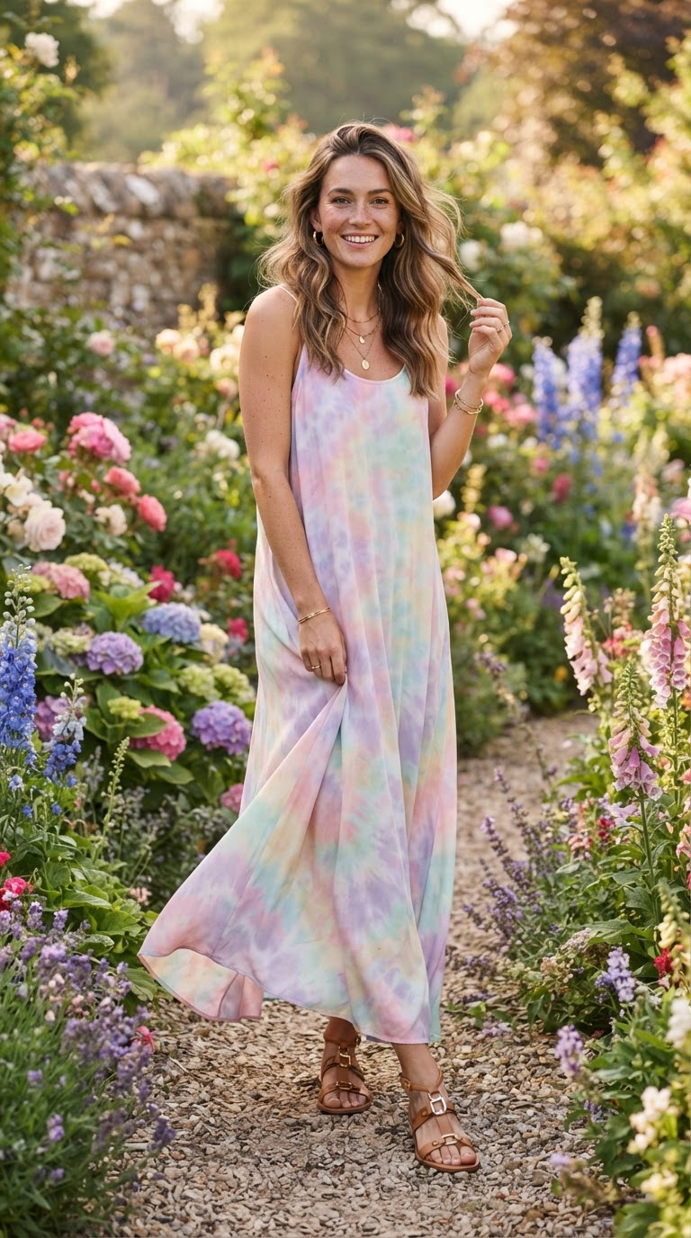 Pastel Tie-Dye Maxi Dress