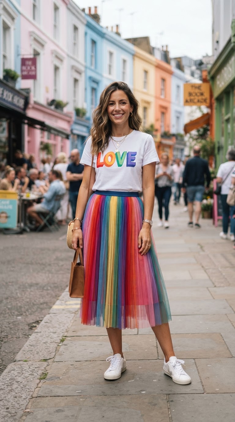 Rainbow Tulle Skirt & Graphic Tee