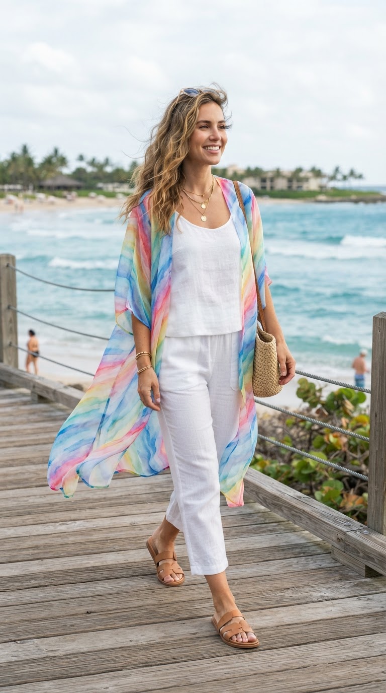 Watercolor Rainbow Kimono