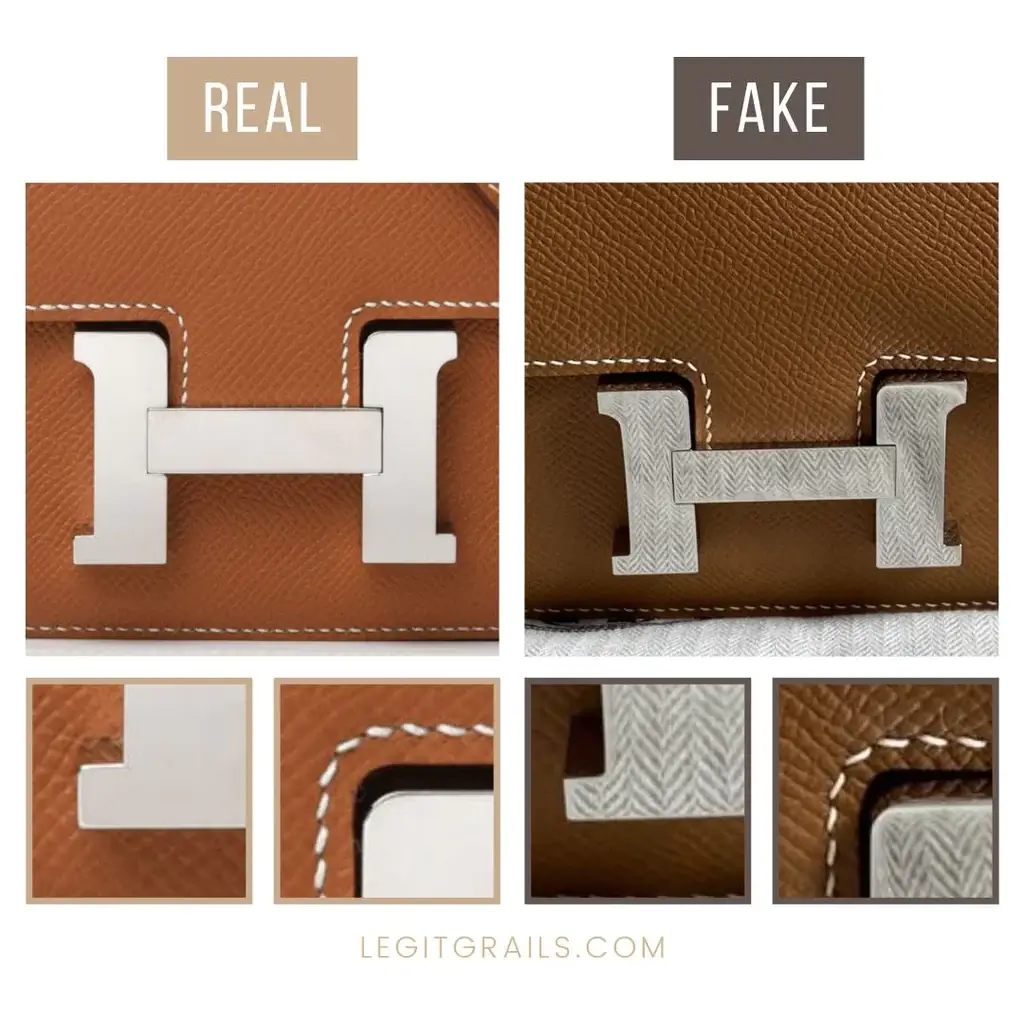 Real vs fake Hermès bag lock comparison