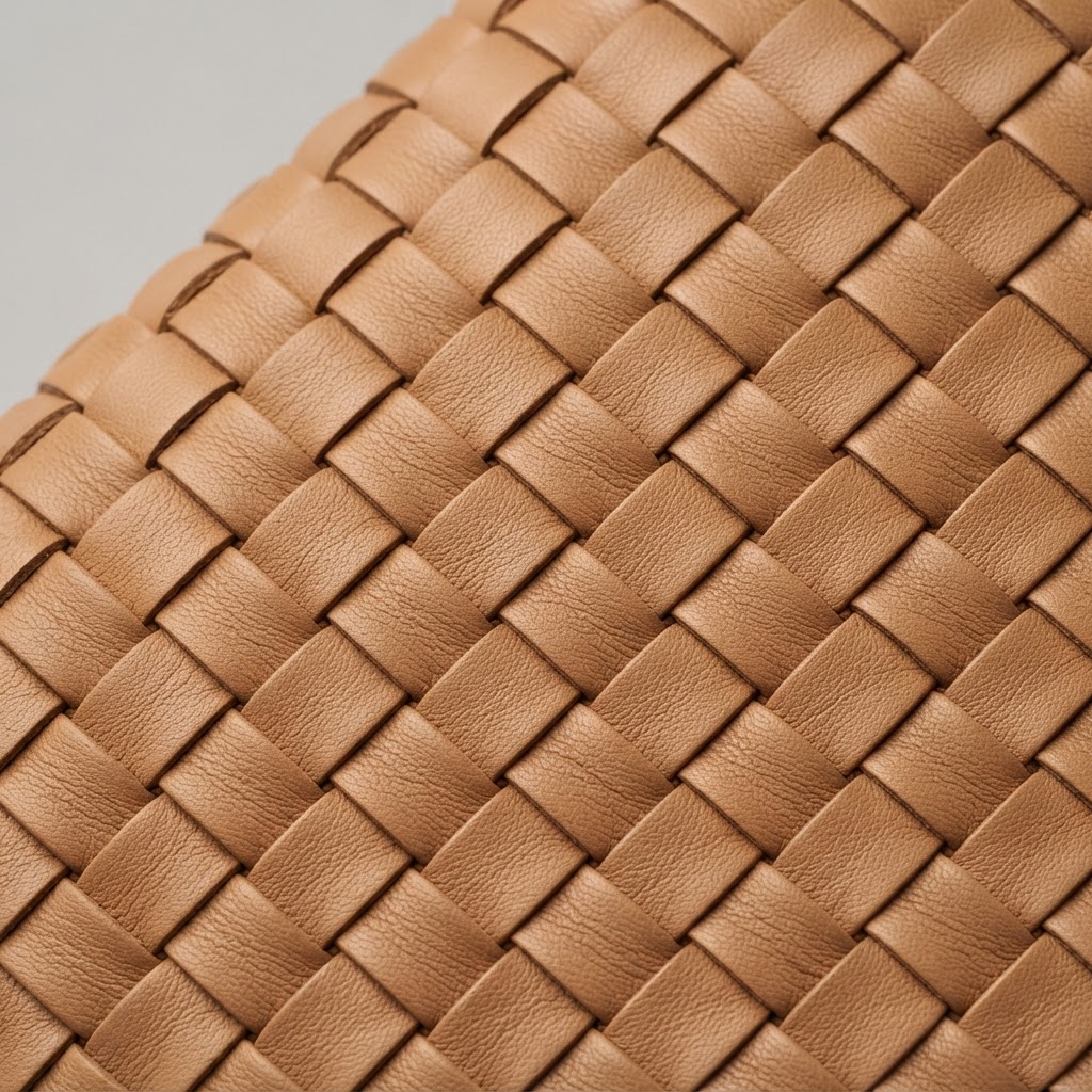 Macro of authentic Bottega Veneta Intrecciato woven leather