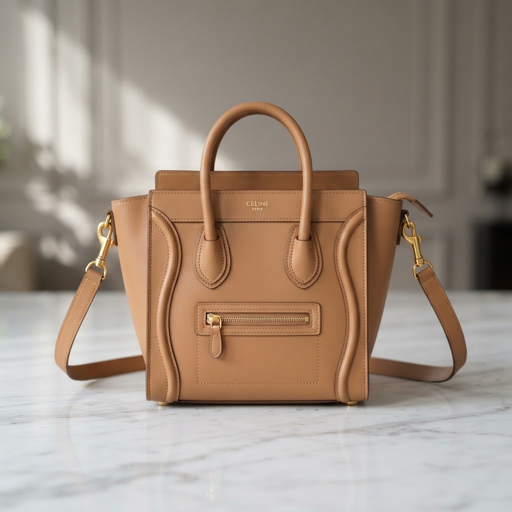 Celine Luggage Nano in tan leather, verified authentic