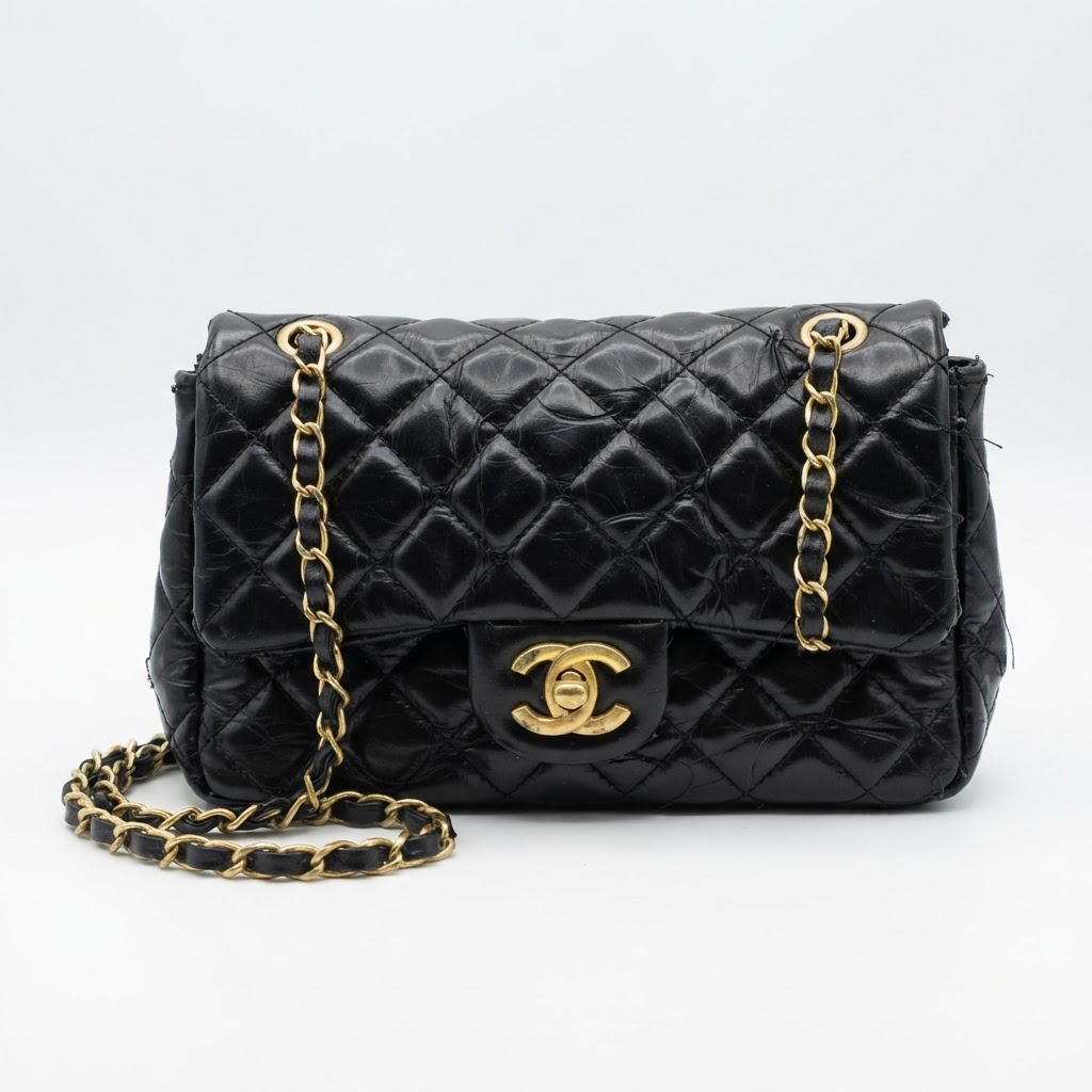 Counterfeit fake Chanel Classic Flap with uneven quilting and fake hardware