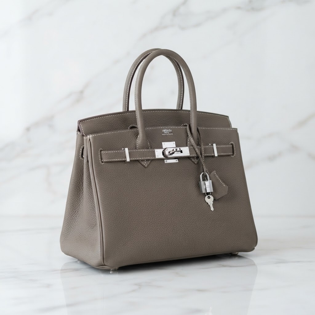 Hermès Birkin 30 in Etoupe Togo leather, verified authentic