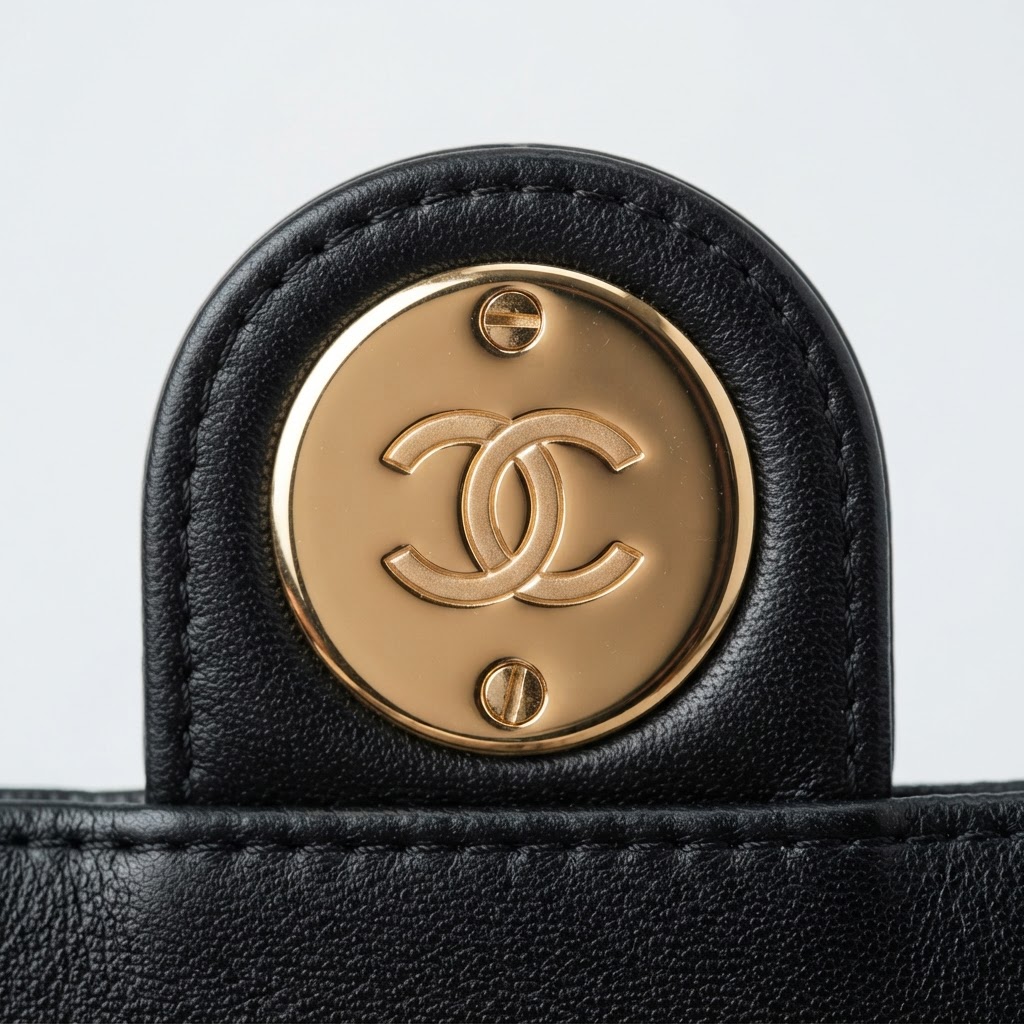 Authentic luxury handbag hardware detail