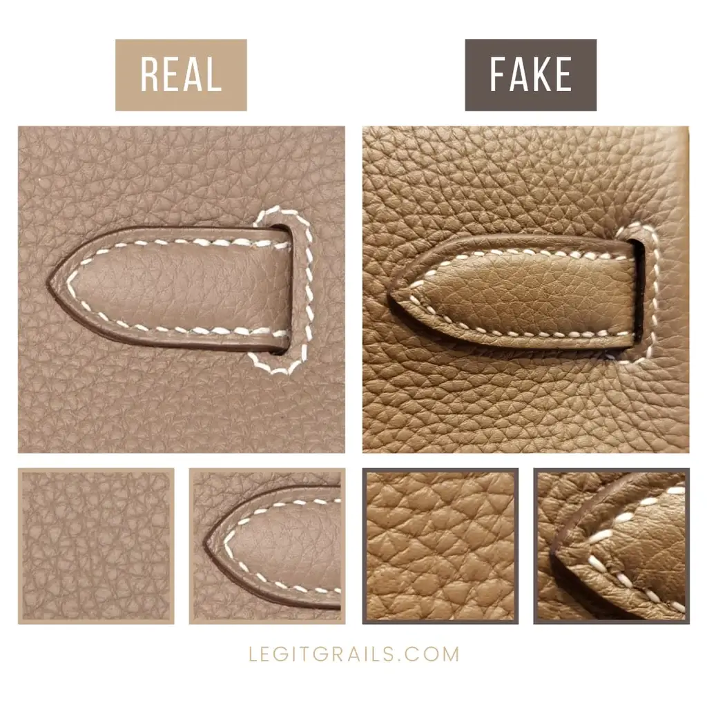 Real vs fake Hermès leather texture and smell comparison