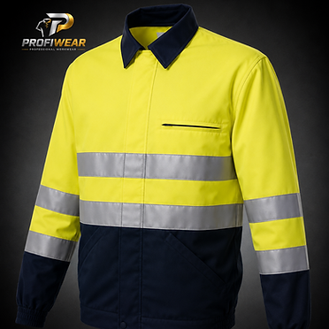 ProfiWear — Lot 178 — 254 high-visibility yellow/navy jackets with buttons