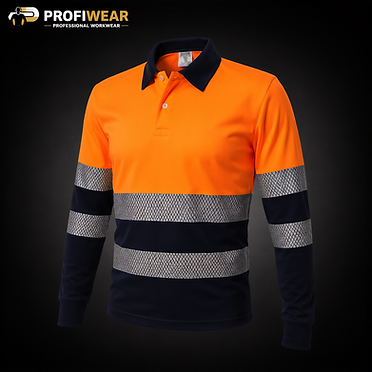 ProfiWear — Lot 016 — 300 orange/navy high-visibility long-sleeve polo shirts