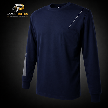 ProfiWear — Lot 122 — 248 navy blue plain long-sleeve t-shirts with pocket