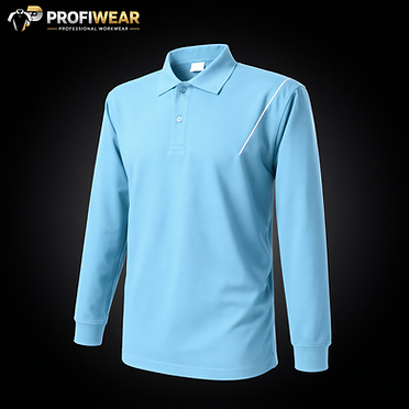 ProfiWear — Lot 073 — 264 light blue long-sleeved polos with pocket