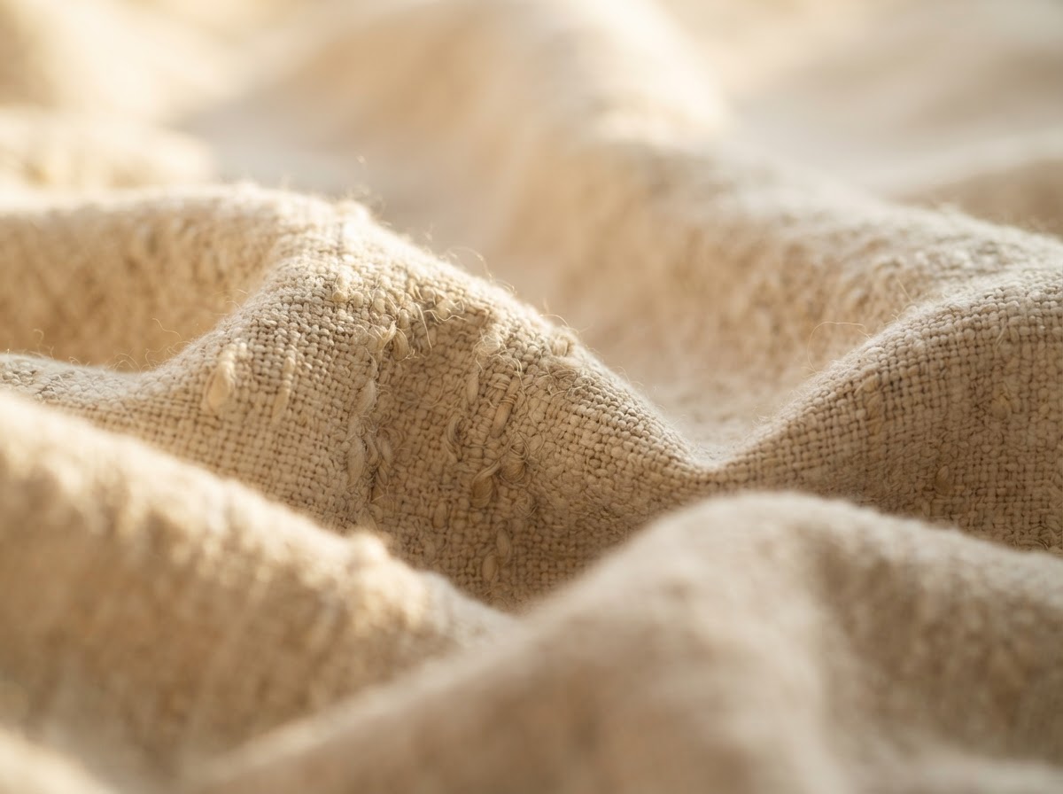Natural linen texture evoking the handcrafted quality of bespoke design