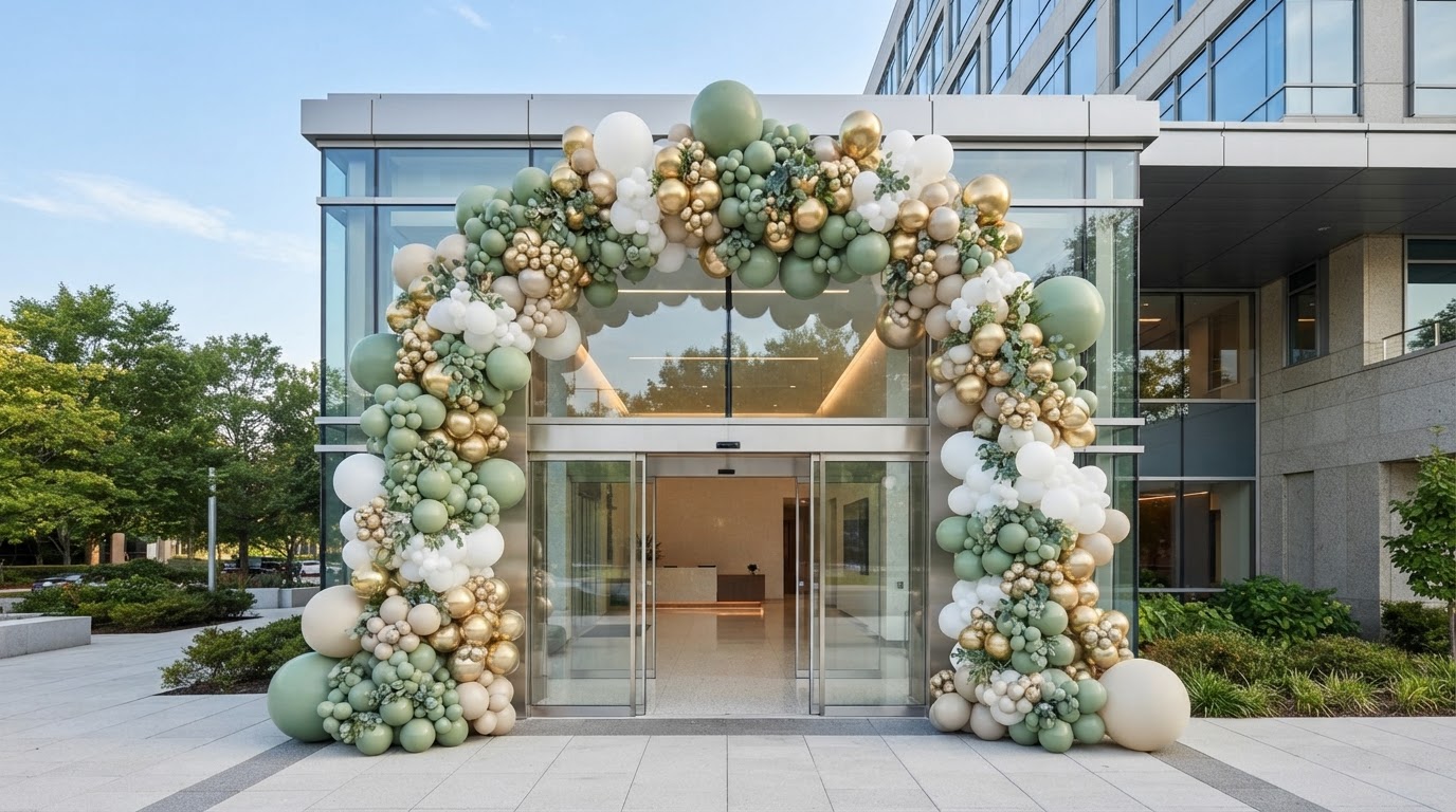 Corporate grand opening balloon arch