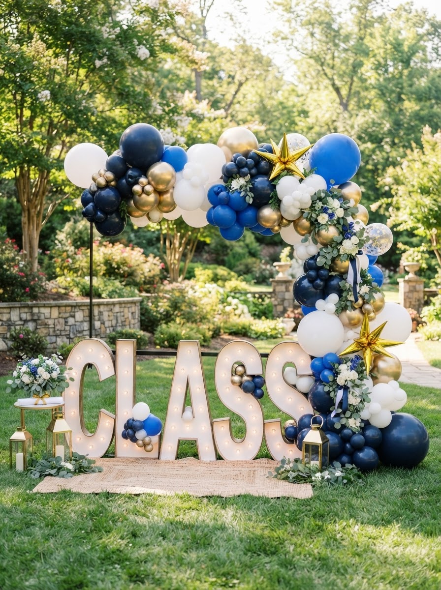 Graduation celebration balloon display