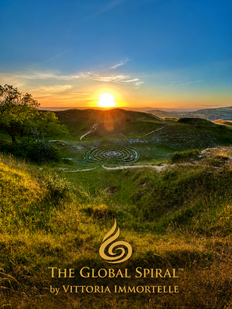 The Global Spiral™ — stone spiral at sunset
