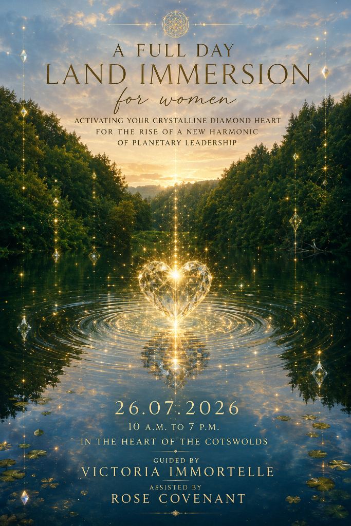 Crystalline Diamond Heart Activation event poster, sacred spiral retreat with Vittoria Immortelle