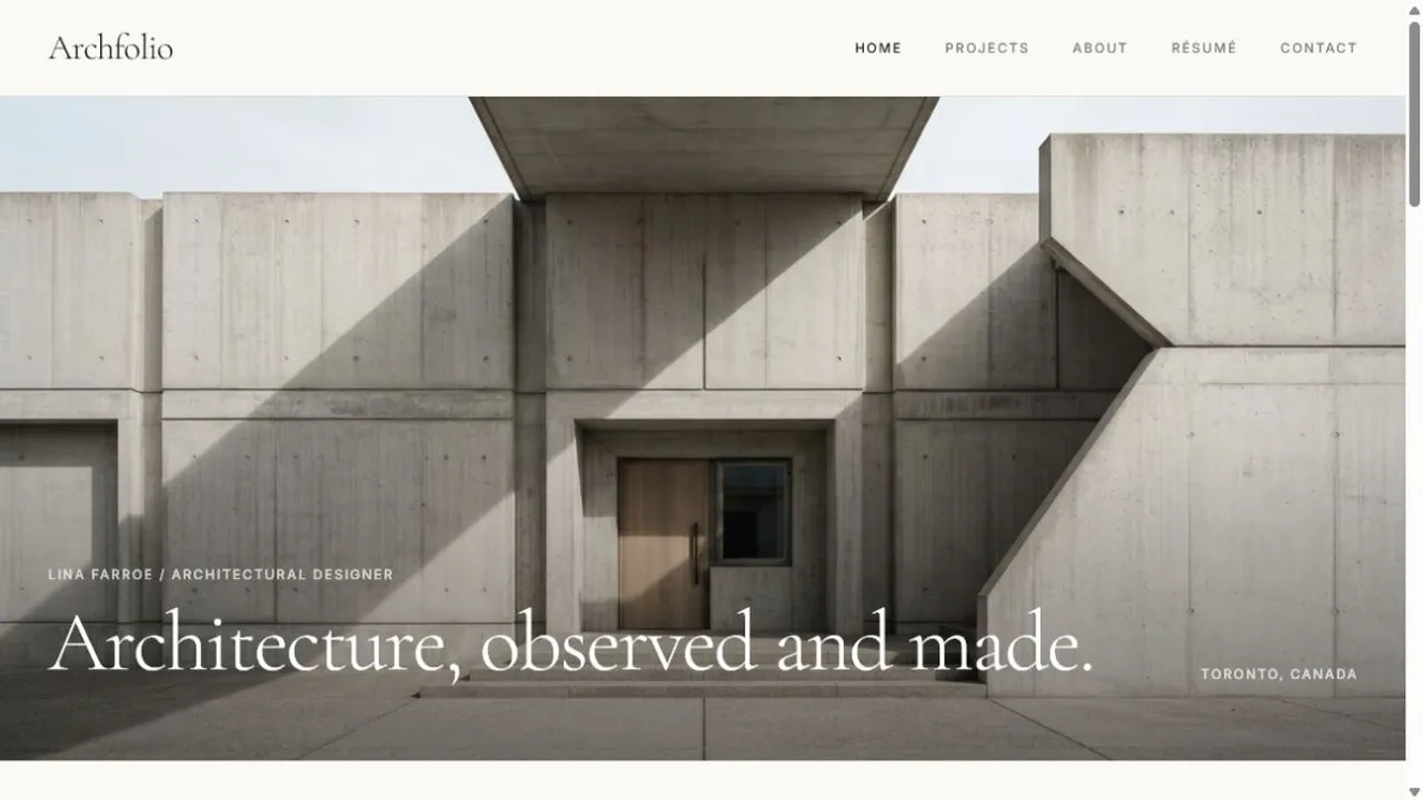 Archfolio template preview