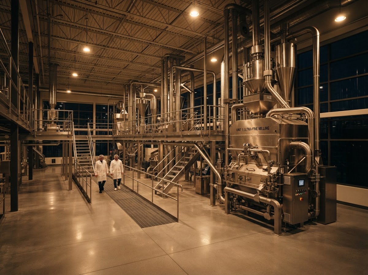 Modern stainless steel spice milling facility
