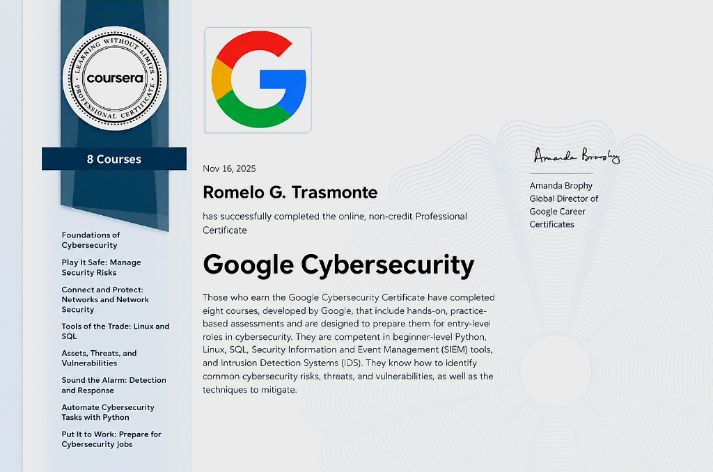 Google Cybersecurity Professional Certificate