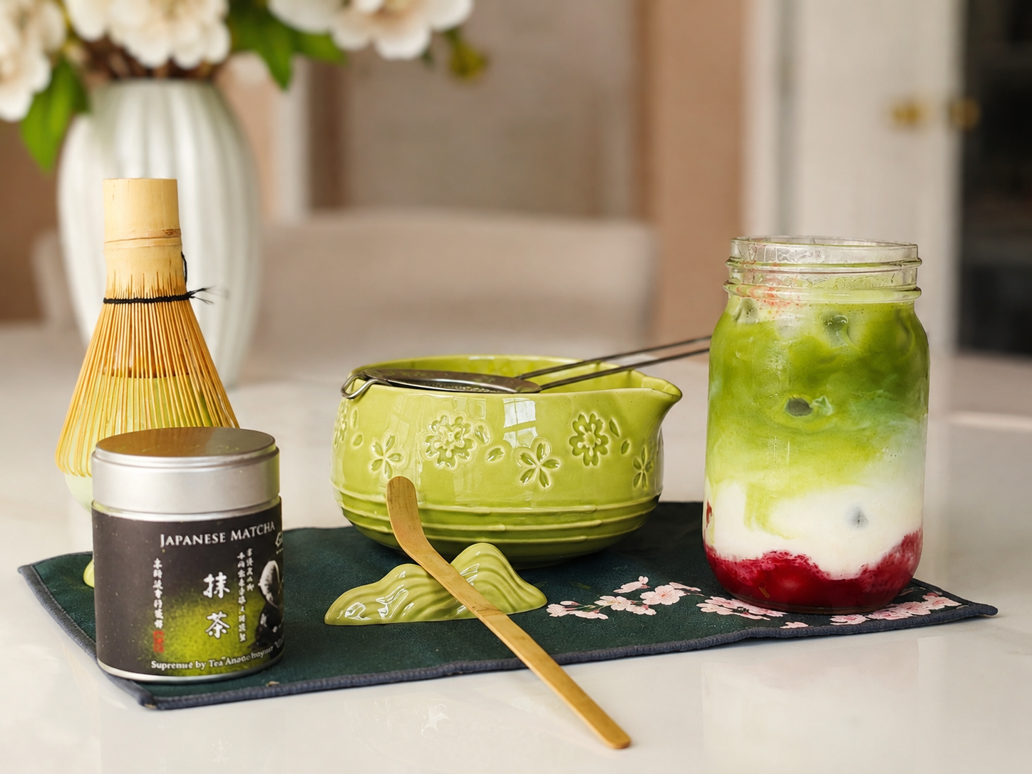 Matcha whisked fresh to order at a Koffee Roots event